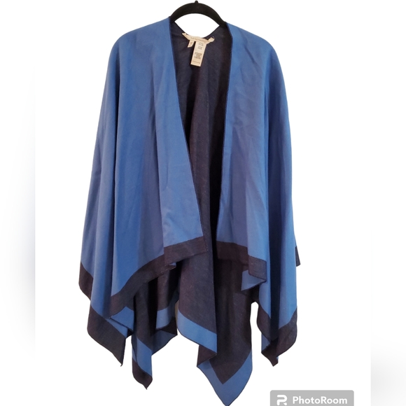Soft Surroundings Color Block Reversible Carolina Ruana Shrug Wrap Poncho Kimono - Picture 1 of 5